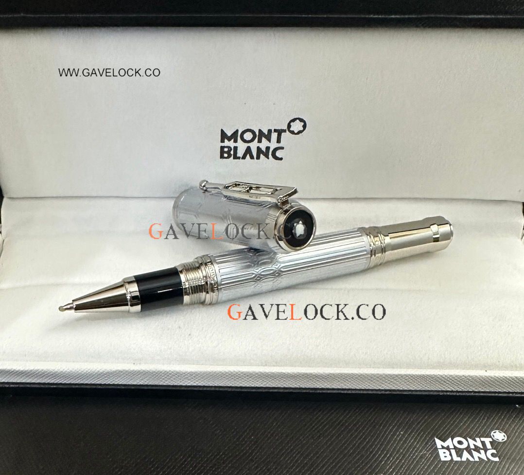 AAA Copy Montblanc Victor Hugo Silver Barrel & Silver Clip Rollerball Pen